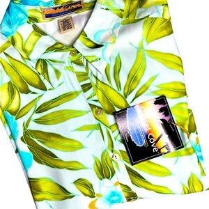 NWT Sunset Cove Leafy Button-Up Hawaiian shirt Size 1X
